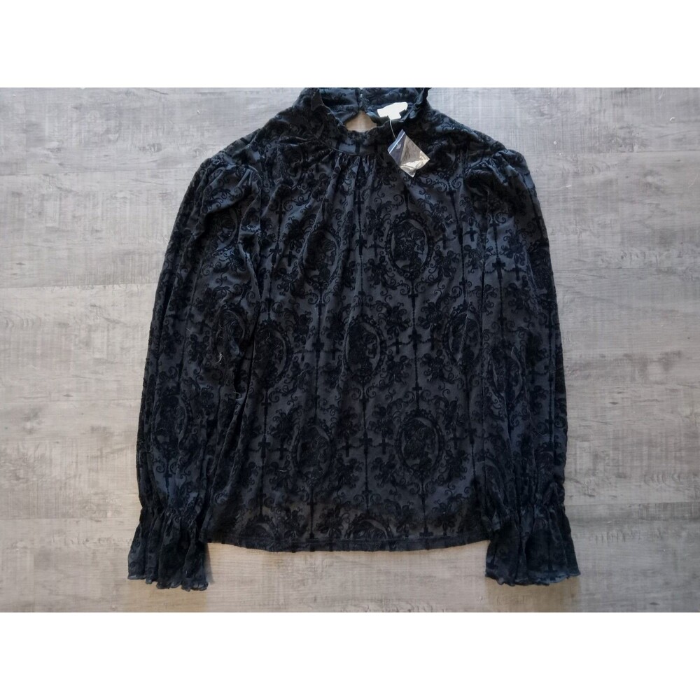 NWT Unique Vintage Catriona Flocked Bell Sleeve Gothic Top Size 5X or 26